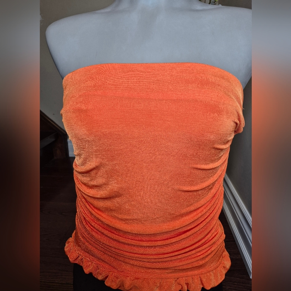 SHEIN Vibrant Orange Strapless Top - Picture 7 of 14